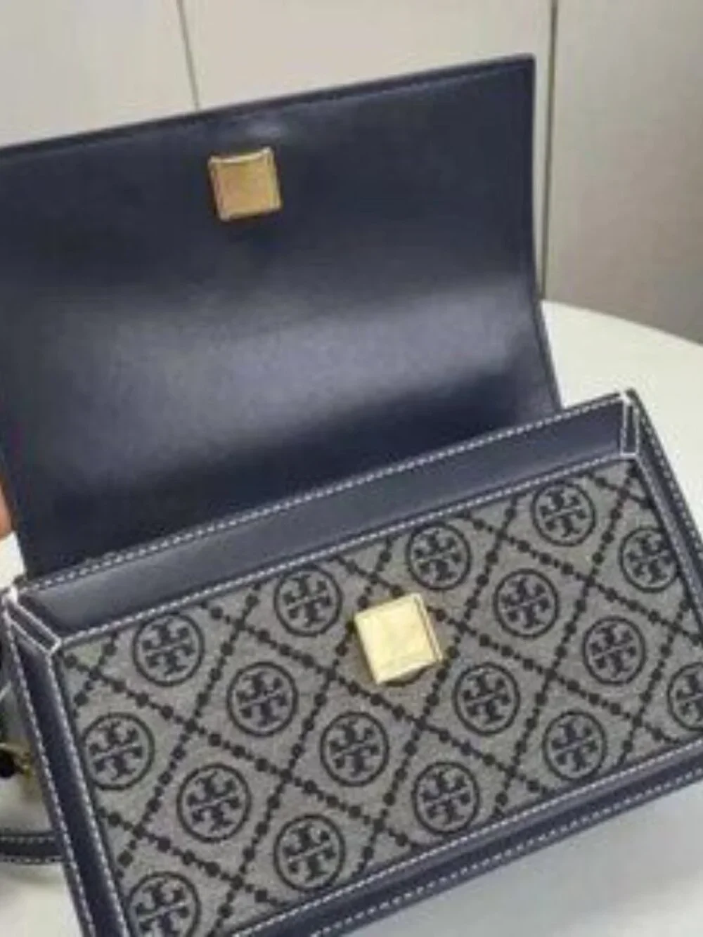 Tory Burch Navy T Monogram Jacquard shoulder bag